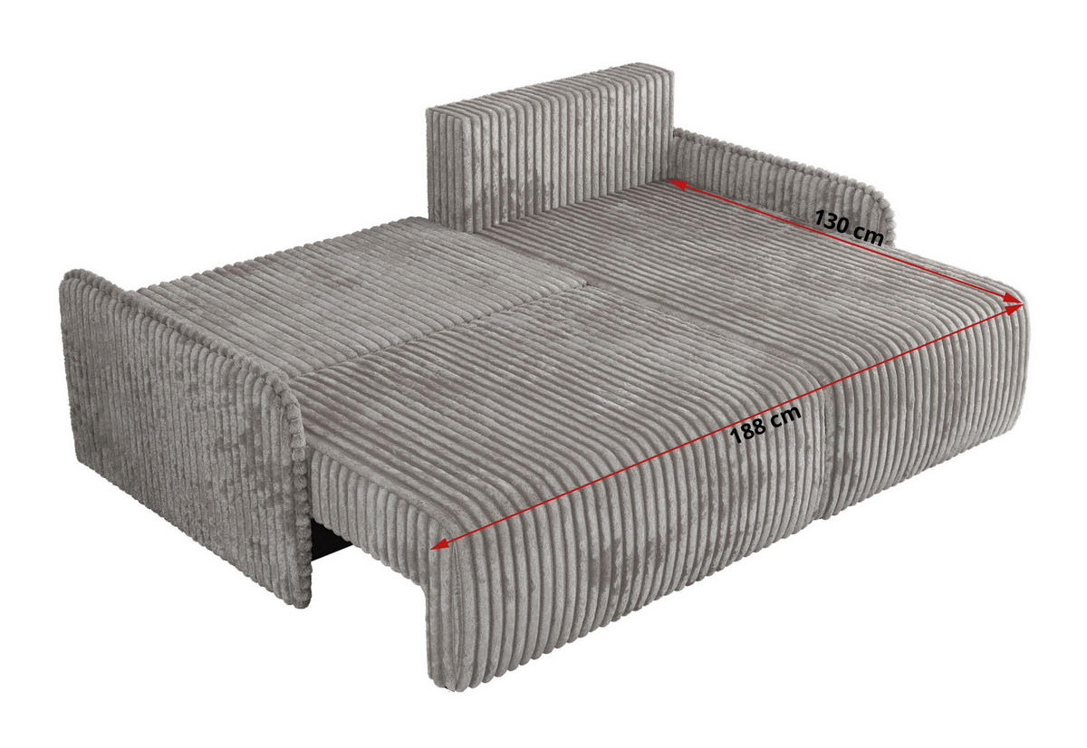ECKSCHLAFSOFA ARPA L Grau Cord - links - Schwarz/Grau, Kunststoff/Textil (198/150cm) - MKS