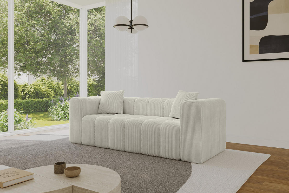 POHOVKA 2-MÍSTNÁ DONY-2 232x90x71 cm Krémová Manšestr - černá/krémová, kompozitní dřevo/textil (232/71/90cm) - ALTDECOR