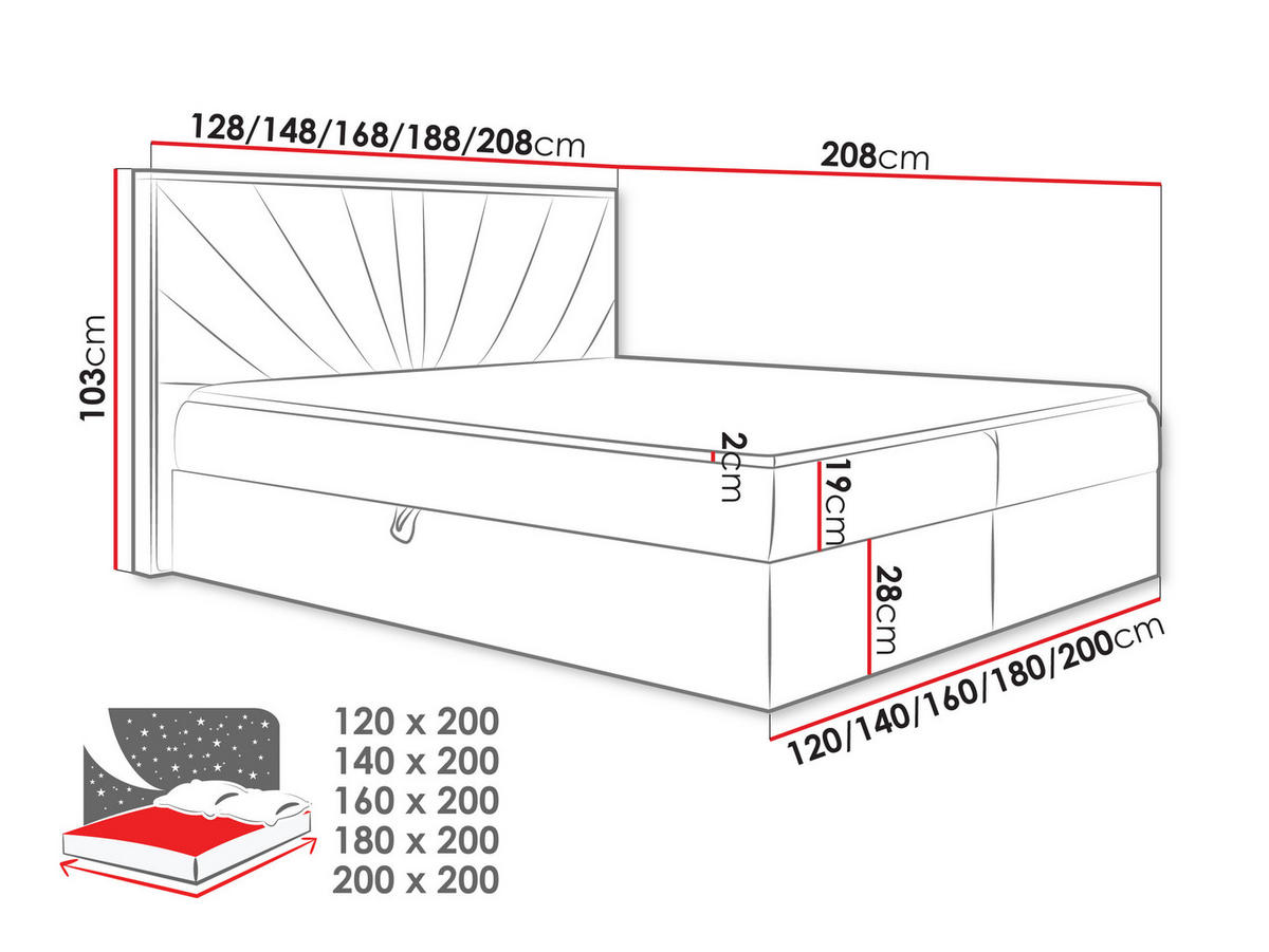 BOXBETT Wood 7 - Grün, Holz/Textil (180/200cm) - MIRJAN24
