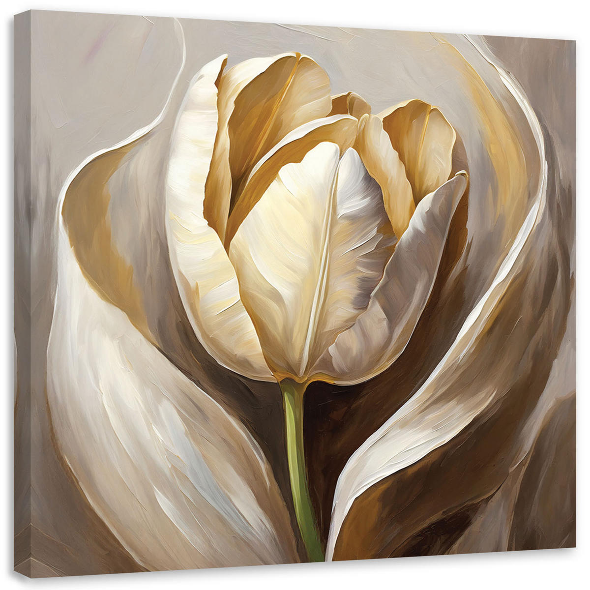 LEINWANDBILD Tulpenblüten wie handgemalt - Goldfarben, Textil (50/50cm) - Feeby