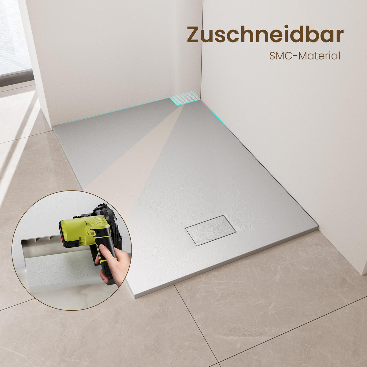 DUSCHWANNE inkl. Ablaufgarnitur Weiß 120/90 cm - Weiß, Naturmaterialen (90/2.6/120cm) - EMKE