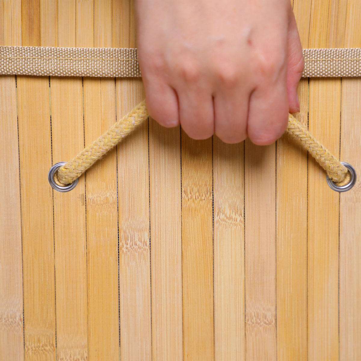 KÔŠ na prádlo - svetlohnedá, drevo/textil (32/52/63cm) - Relaxdays