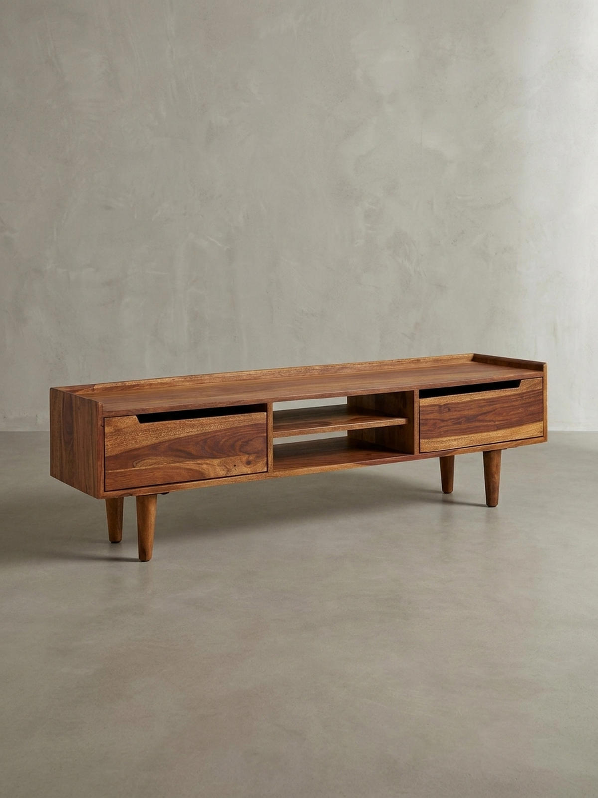 LOWBOARD Massivholz Landhausstil für 60-Zoll Fernseher mit Stauraum und Schutzlackversiegelung - Braun, Holz (145/43/35cm) - KADIMA DESIGN