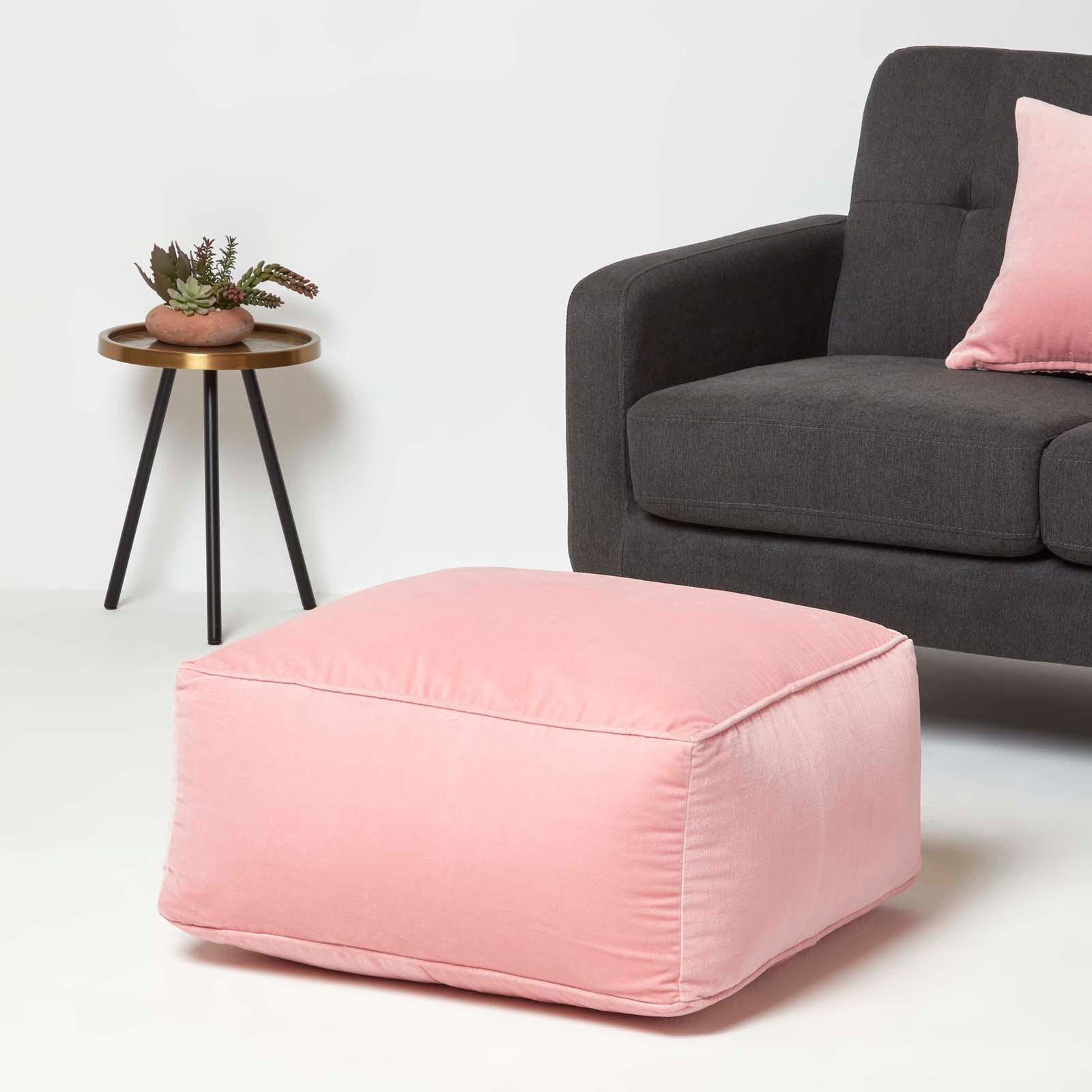 SITZPOUF rosa mit Samt-Bezug, 60/60/27 cm - Rosa, Textil (60/27/60cm) - Homescapes