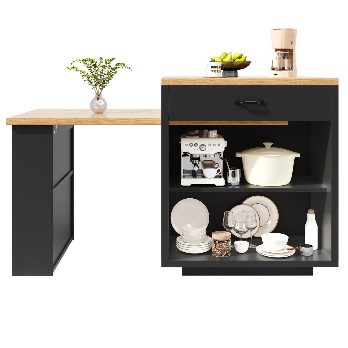 BARTISCH DE-38366 126/196 cm ausziehbar mit LED-Beleuchtung Holzfarbe - Schwarz, Holzwerkstoff (59/126/94cm) - ComfortXL