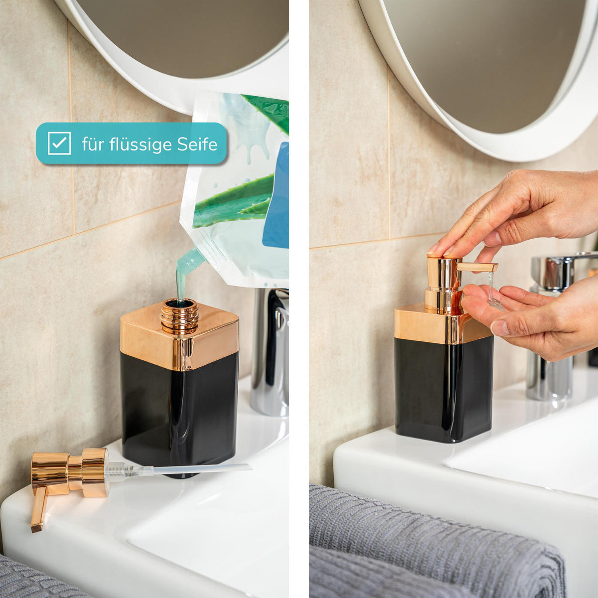 BAD-SET 3tlg. SAVONA - Schwarz, Kunststoff (9.5/3/13cm) - bremermann