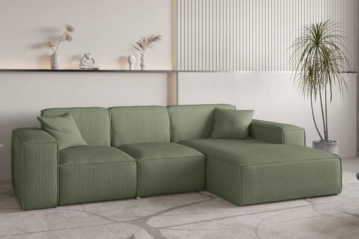 ECKSOFA Celes Premium Stoff Scala - Jadegrün, Holzwerkstoff/Textil (266/165cm) - Fun Möbel