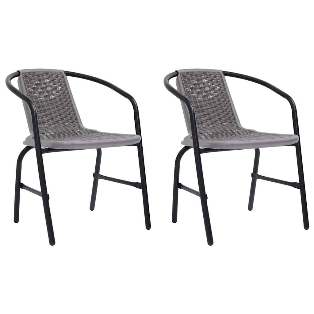 GARTENSTÜHLE 2er set Kunststoff Rattan-Optik Und Stahl 110 Kg - Schwarz, Metall (62/74/55cm) - vidaXL