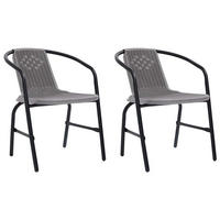 GARTENSTÜHLE 2er set Kunststoff Rattan-Optik Und Stahl 110 Kg - Schwarz, Metall (62/74/55cm) - vidaXL