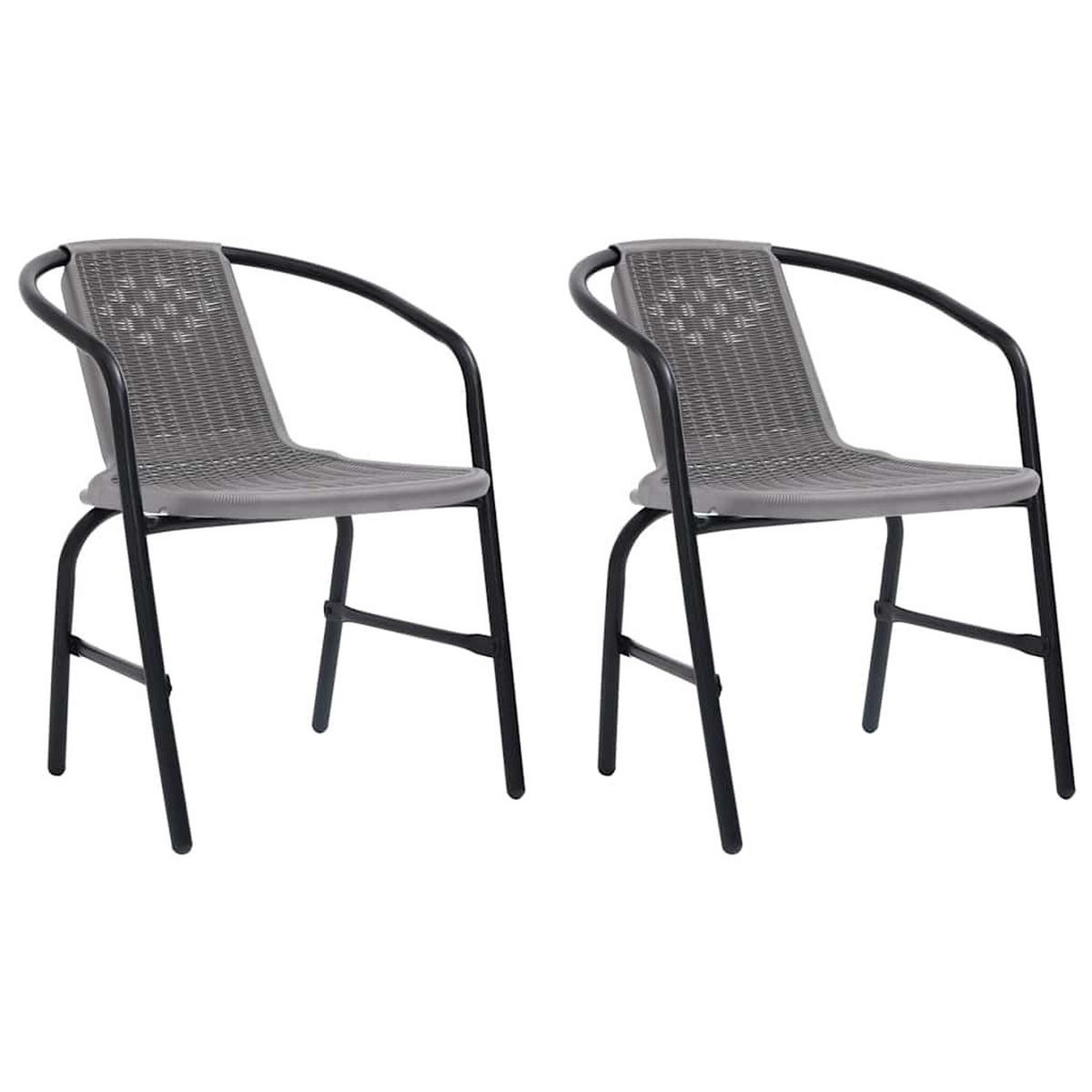 GARTENSTÜHLE 2er set Kunststoff Rattan-Optik Und Stahl 110 Kg - Schwarz, Metall (62/74/55cm) - vidaXL