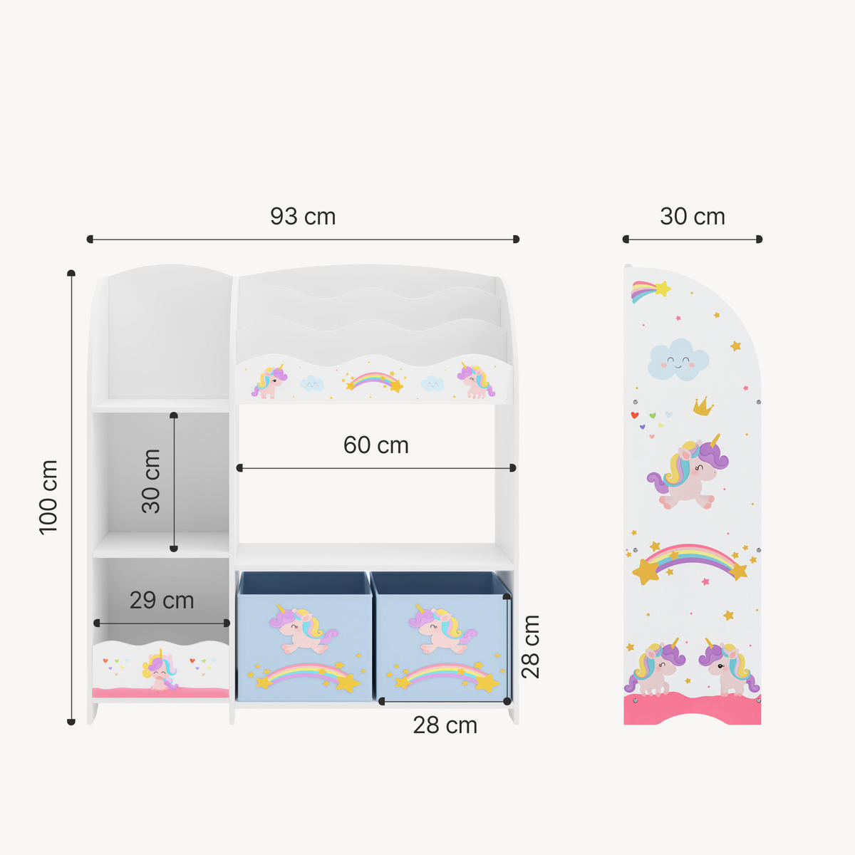 KINDERREGAL Lysekil - Lila/Weiß, Holzwerkstoff (93/100/30cm) - [en.casa]