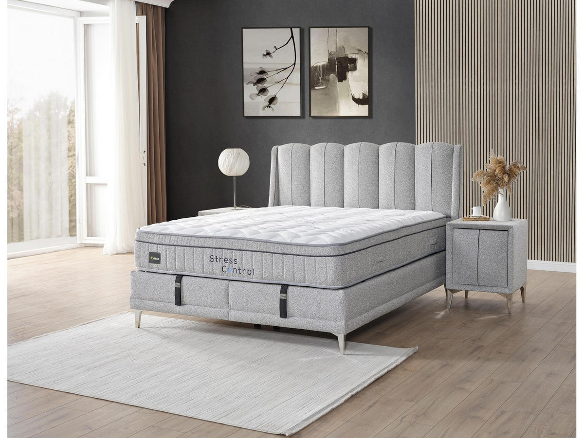 POLSTERBETT Stress Control 120x200 Grau - Grau, Textil/Metall (120/200cm) - Villa Möbel