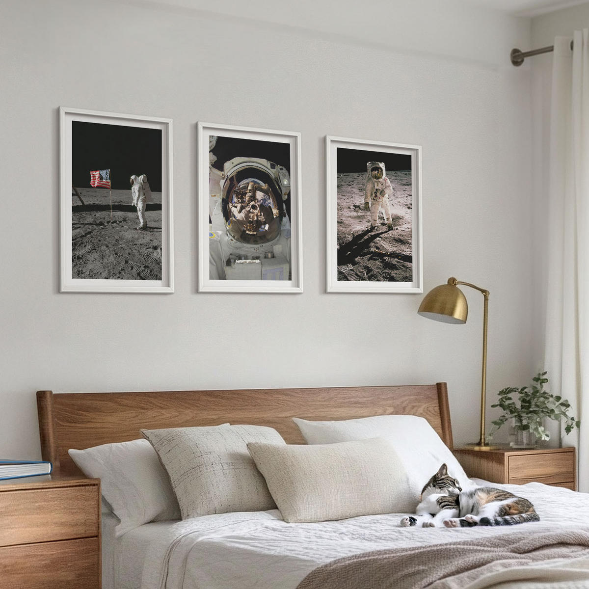 WANDBILDER 3er-Set - 40x60 cm Weißer Rahmen - NASA-Mondlandung - Weiß, Kunststoff (40/60cm) - ArtPrintCave