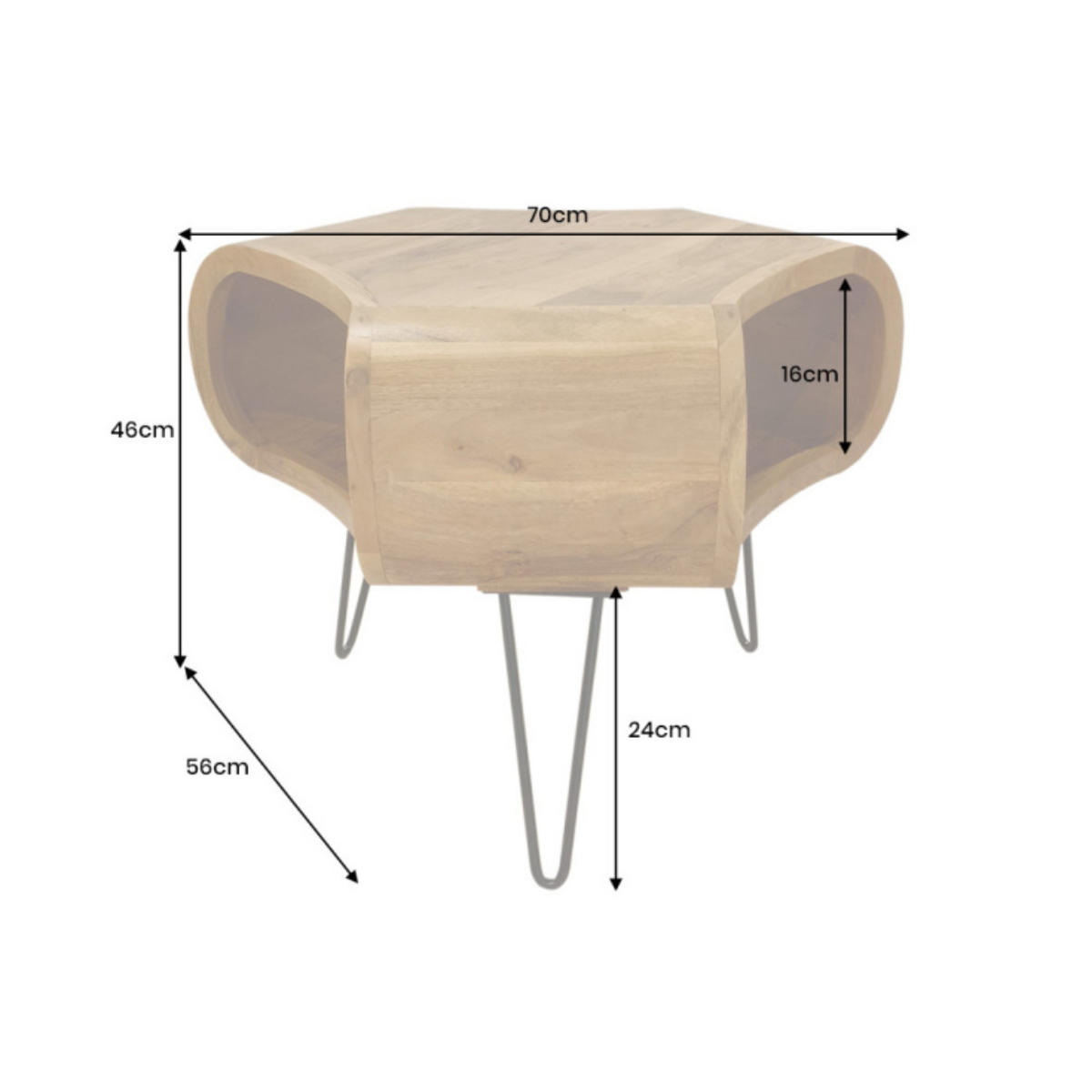COUCHTISCH ORGANIC LIVING Akazie Braun 70cm - Schwarz/Braun, Holz/Metall (56/70/46cm) - riess-ambiente