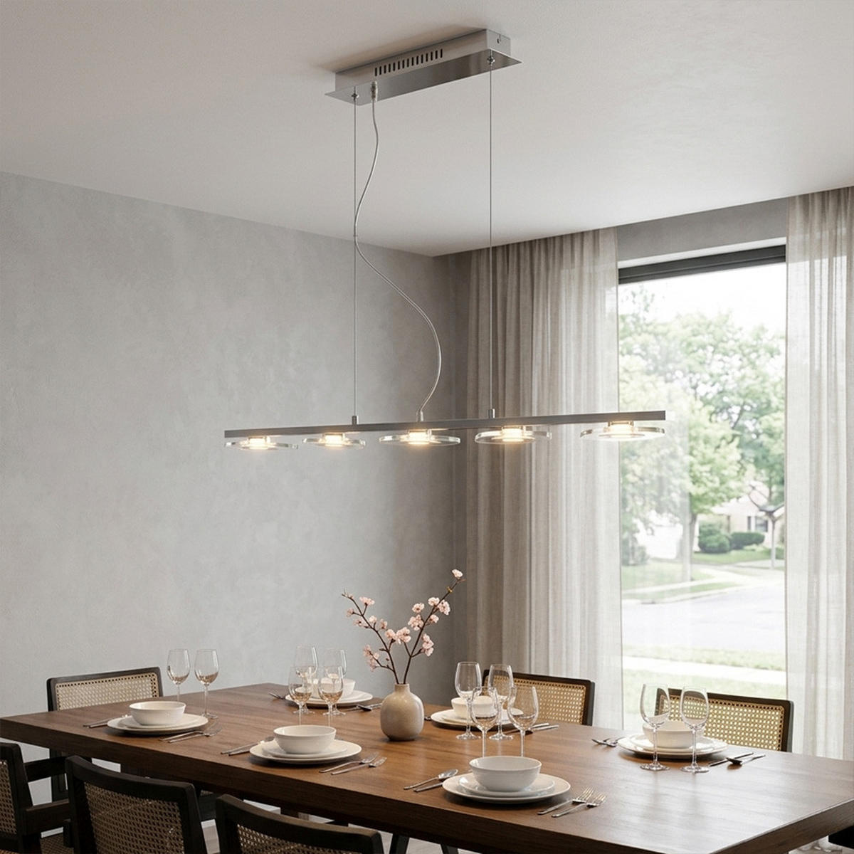 LED HÄNGELEUCHTE Chrom Glas satiniert Silber - Silberfarben, Glas (90/13/150cm) - Globo Lighting