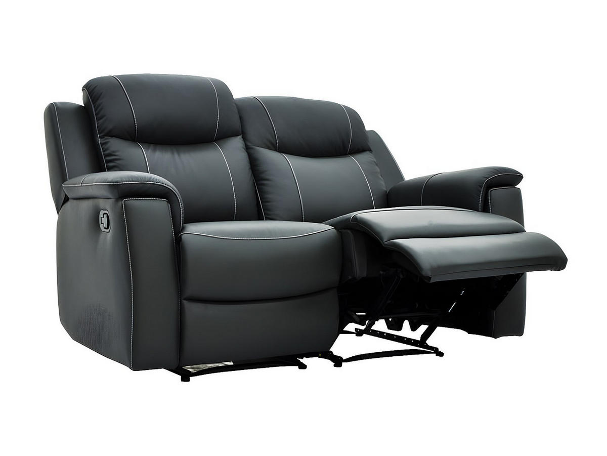 RELAXSOFA Leder 2-Sitzer - Anthrazit - EVASION - Anthrazit, Leder (156/100/96cm) - Vente-Unique