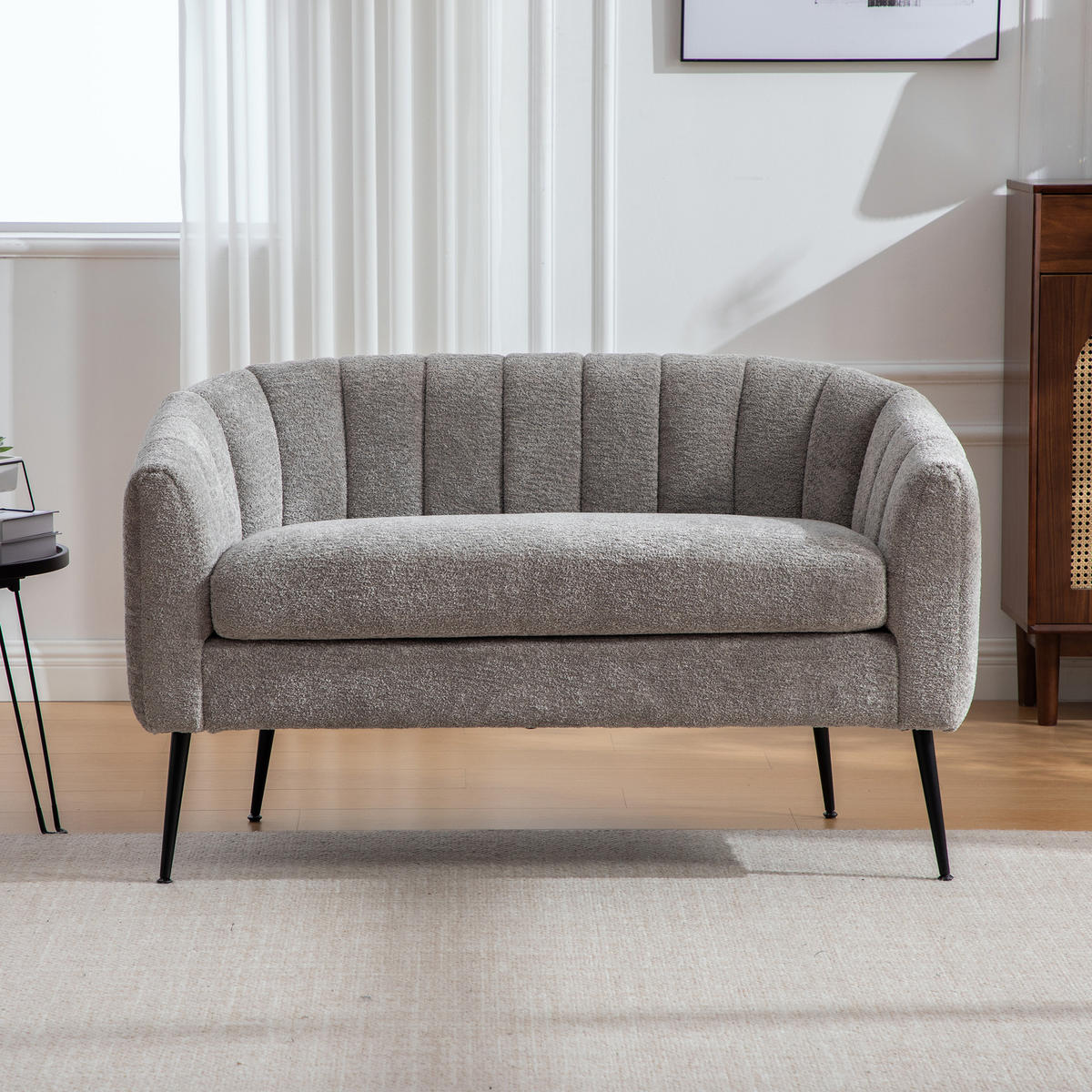 2-SITZER SOFA Chenille Grau mit abnehmbarem Sitzkissen - Grau, Holzwerkstoff/Textil (127.5/76.5/70cm) - WISHDOR