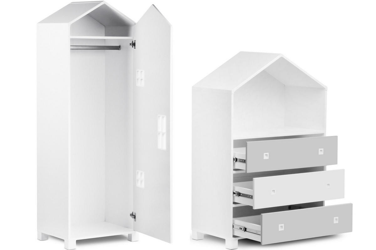 KINDERMÖBEL-SET MIRUM 6er-Set, Weiß/Grau - Weiß/Grau, Holz (57/173/45cm) - KONSIMO®