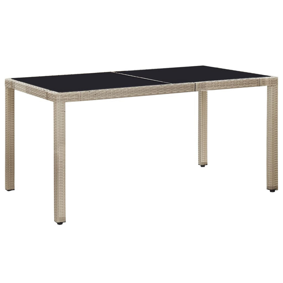 GARTENTISCHGRUPPE mit Auflagen und 150 cm Tisch, aus Poly Rattan, Beige, 7-teiliges Set - Beige, Kunststoff - vidaXL