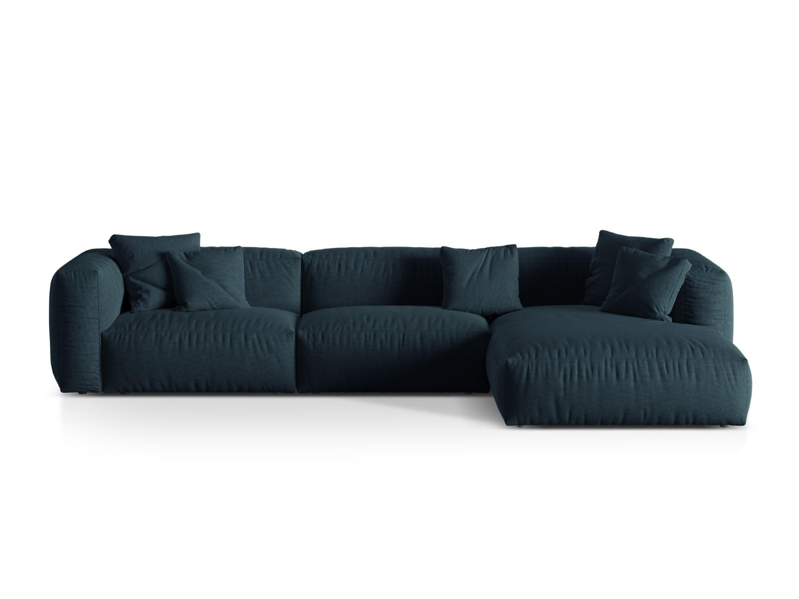 ECKSOFA modular rechts Martina aus strukturiertem Stoff jeansblau 3 Sitzplätze - Blau, Textil (176/332cm) - Micadoni