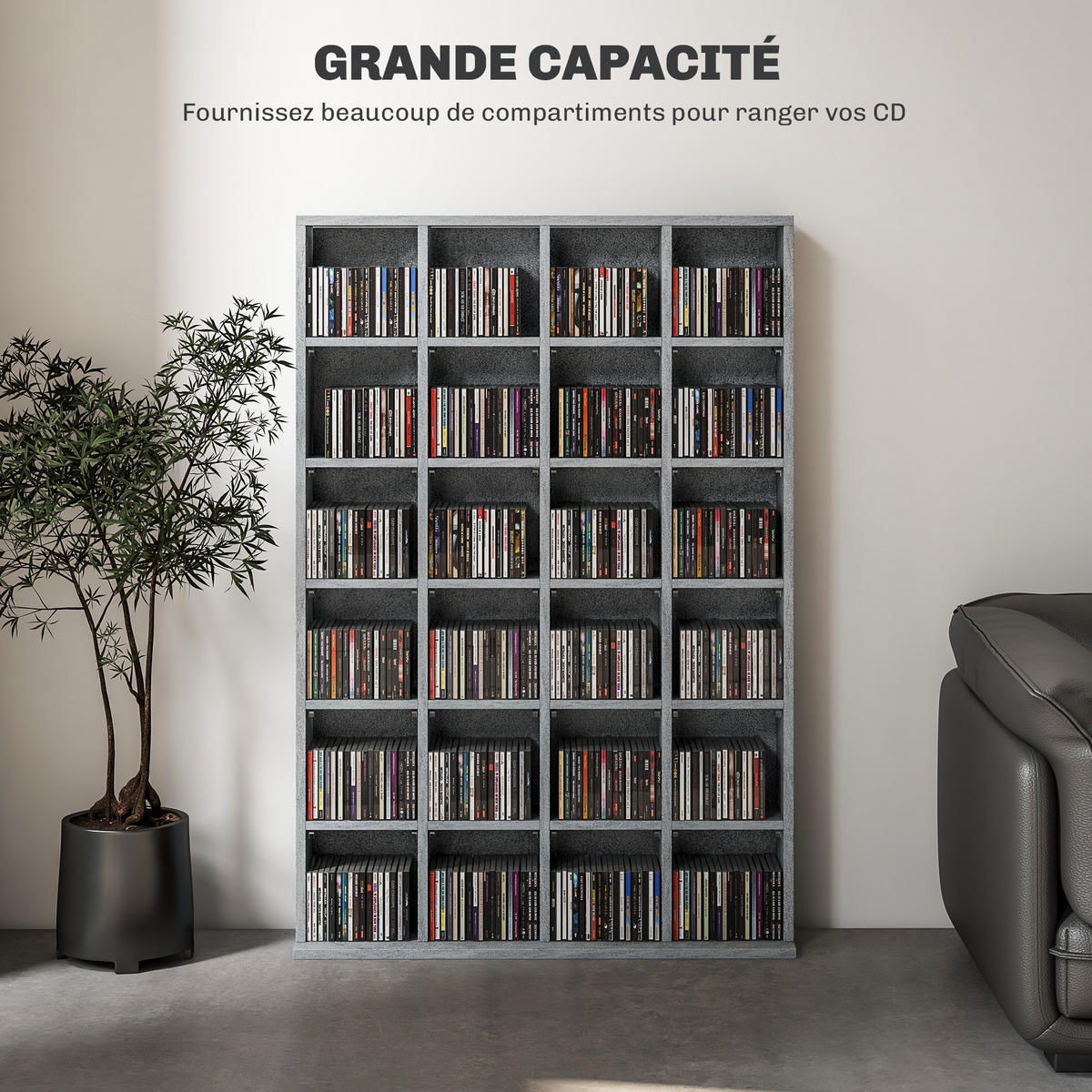 CD-REGAL DE-14449 für 456 CDs/336 DVDs, verstellbare Böden Grau - Grau, Holzwerkstoff (20/130.5/89cm) - ComfortXL