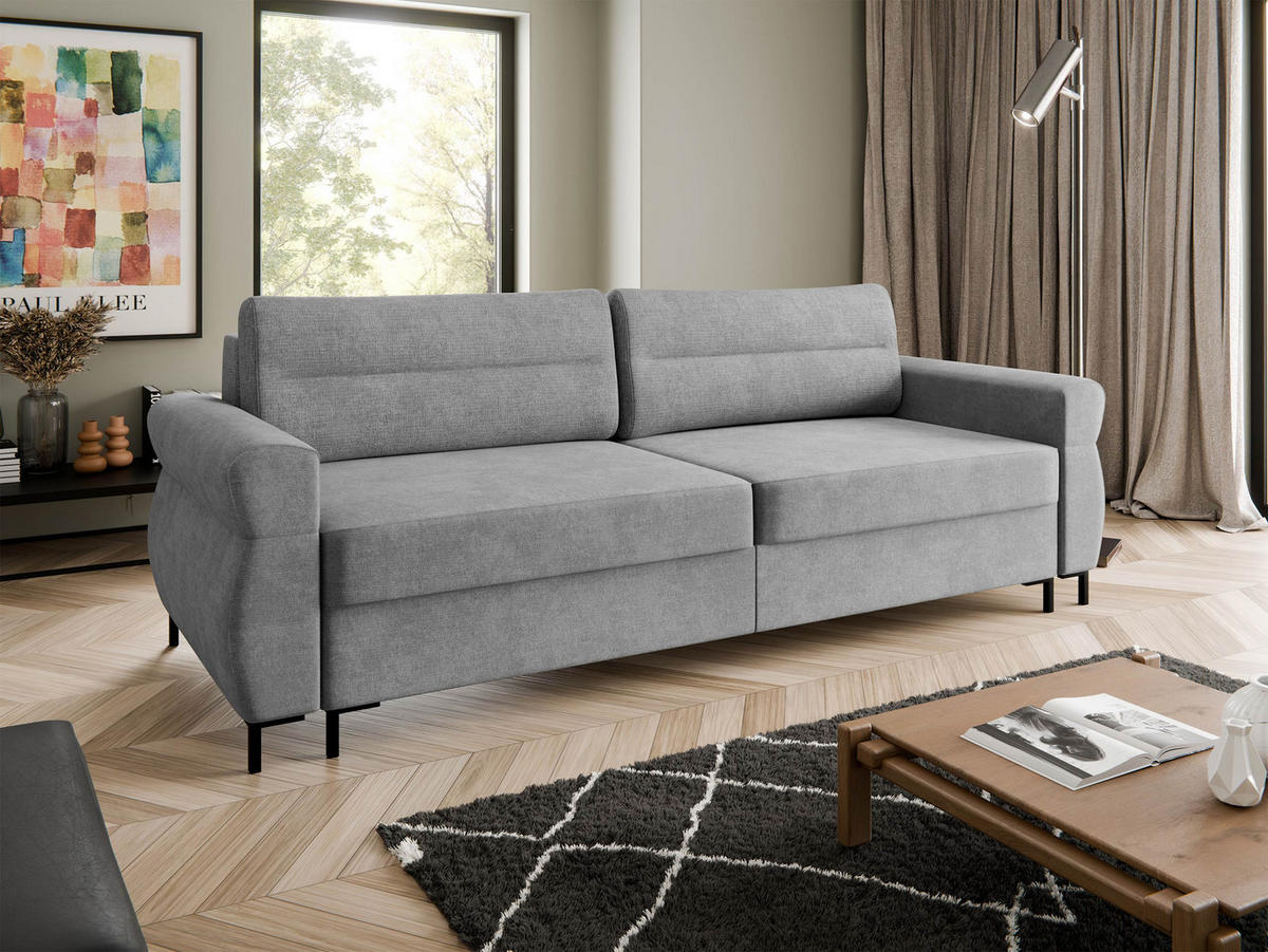 SCHLAFSOFA Berne - Hellgrau/Schwarz, Holz/Kunststoff (238/92/95cm) - MIRJAN24