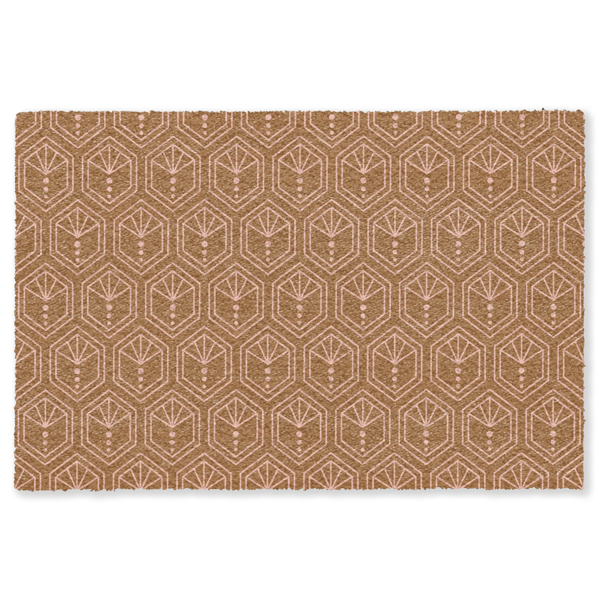 FUSSMATTE Braun - Rosa - Geometrisch - Gemustert Türmatte 180x120 cm - Braun, Kunststoff (180/120cm) - MuchoWow