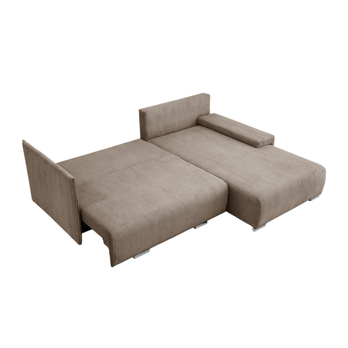 ECKSOFA TRAWANGA L mit Schlaffunktion, Beige - Beige, Textil (246/188cm) - Fedve