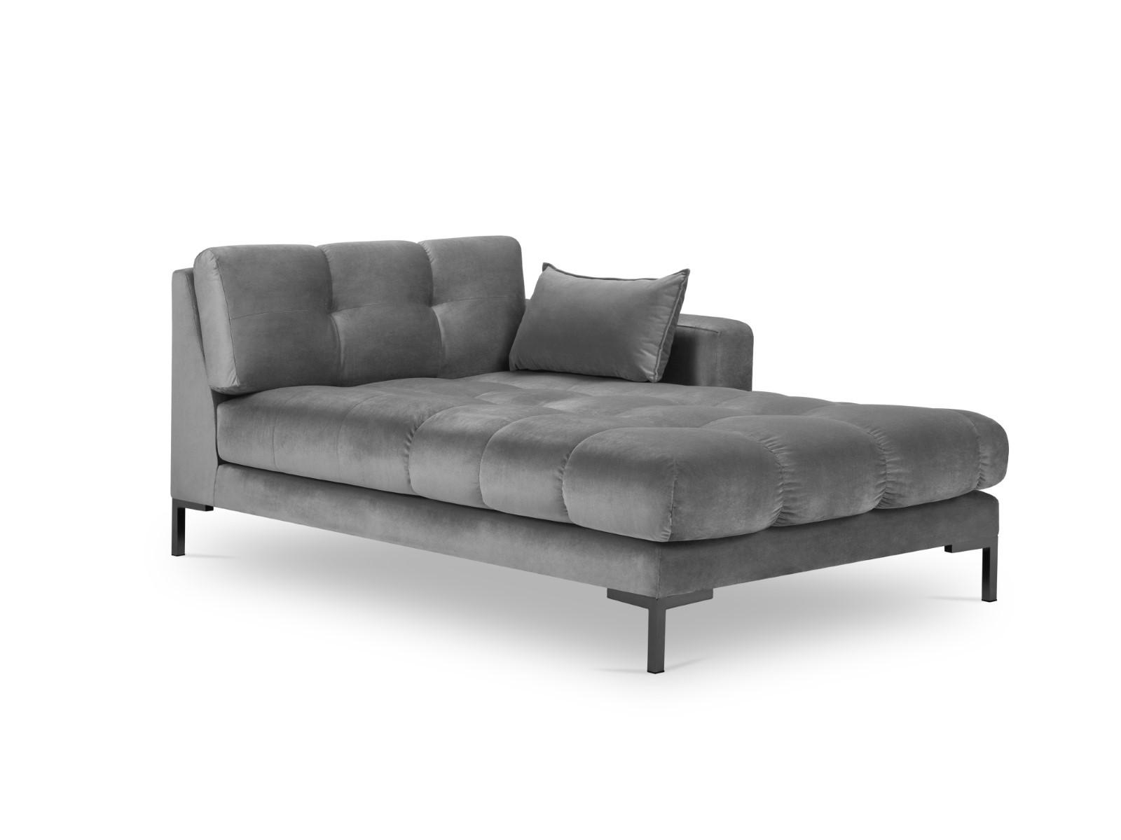 CHAISELONGUE rechts Mamaia aus Samt hellgrau - Hellgrau, Textil (102/75/185cm) - Micadoni