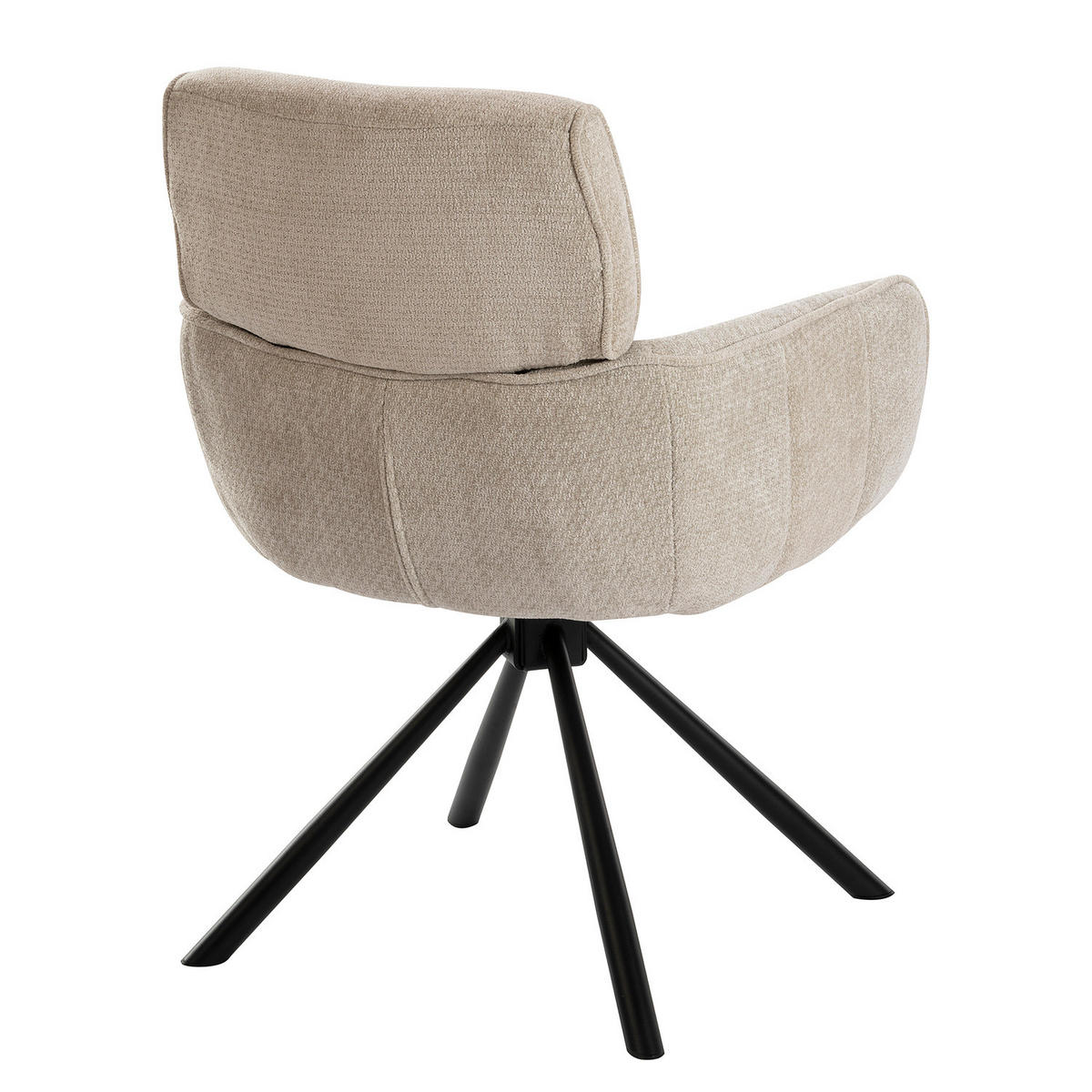HOME24 Drehbarer Armlehnenstuhl CORPA 2er-Set - Beige/Schwarz, Textil/Metall (61/87/63cm) - home24