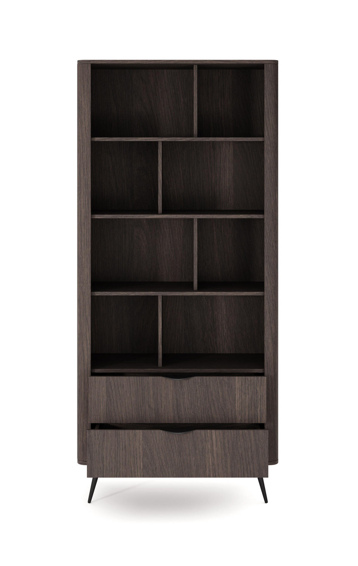 STANDREGAL Terzo 2S Eiche Dunin mit Schubladen - Schwarz Metallfüße - Eichefarben/Schwarz, Holz/Holzwerkstoff (88/194/38cm) - Ravio