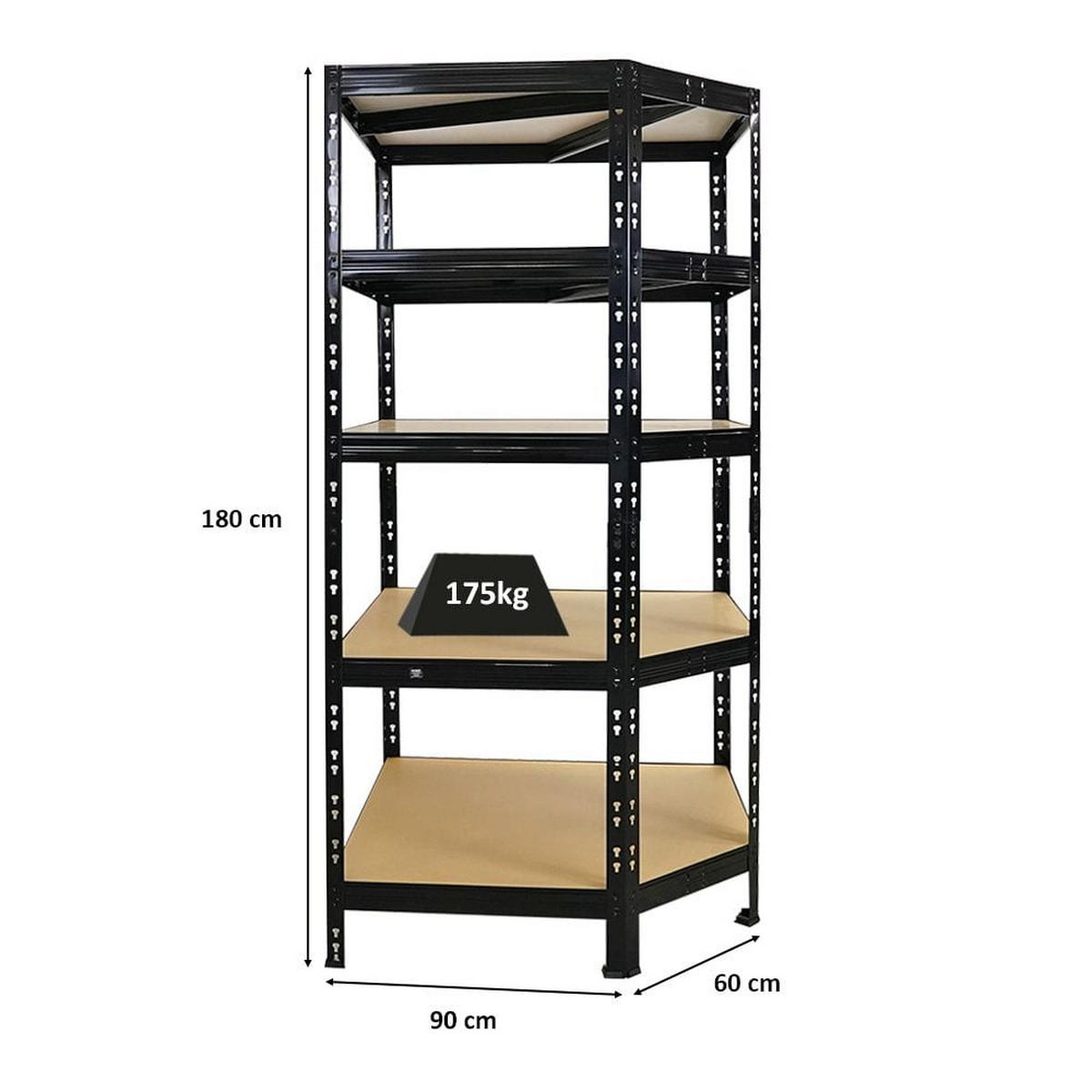 ECKREGAL Tiger Schwarz HxBxT 180x90x60 cm Fachlast 175kg - Schwarz, Metall (90/180/60cm) - PROREGAL