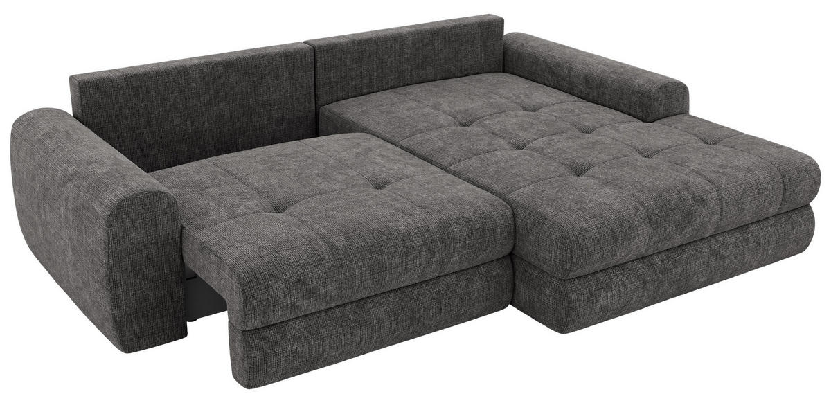ROHOVÁ SEDAČKA ARELIA L - Tmavě šedá Hrubě tkaná žinylka - Vlevo - černá/tmavě šedá, textil/plast (292/205cm) - MKS