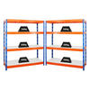 SCHWERLASTREGAL Rhino 2er-Set mit 2x 180x160x60 cm 4 Melamin-Ebenen 16mm Fachlast 500 kg Blau-Orange - Orange, Metall (320/180/60cm) - PROREGAL