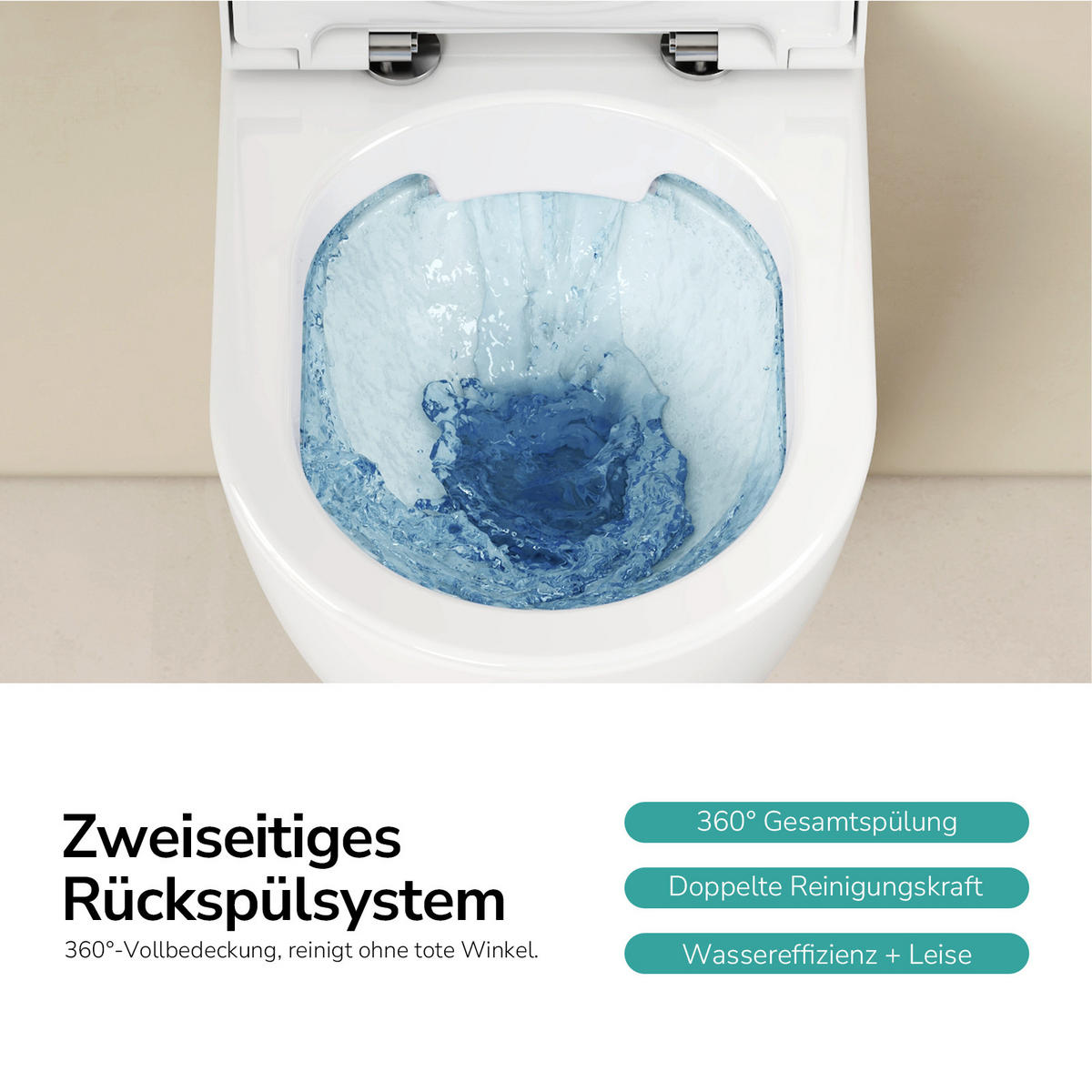 WAND-WC Spülrandlose CT02 49/37 cm Glänzend-Weiß - Weiß, Keramik (37/36/49cm) - EMKE