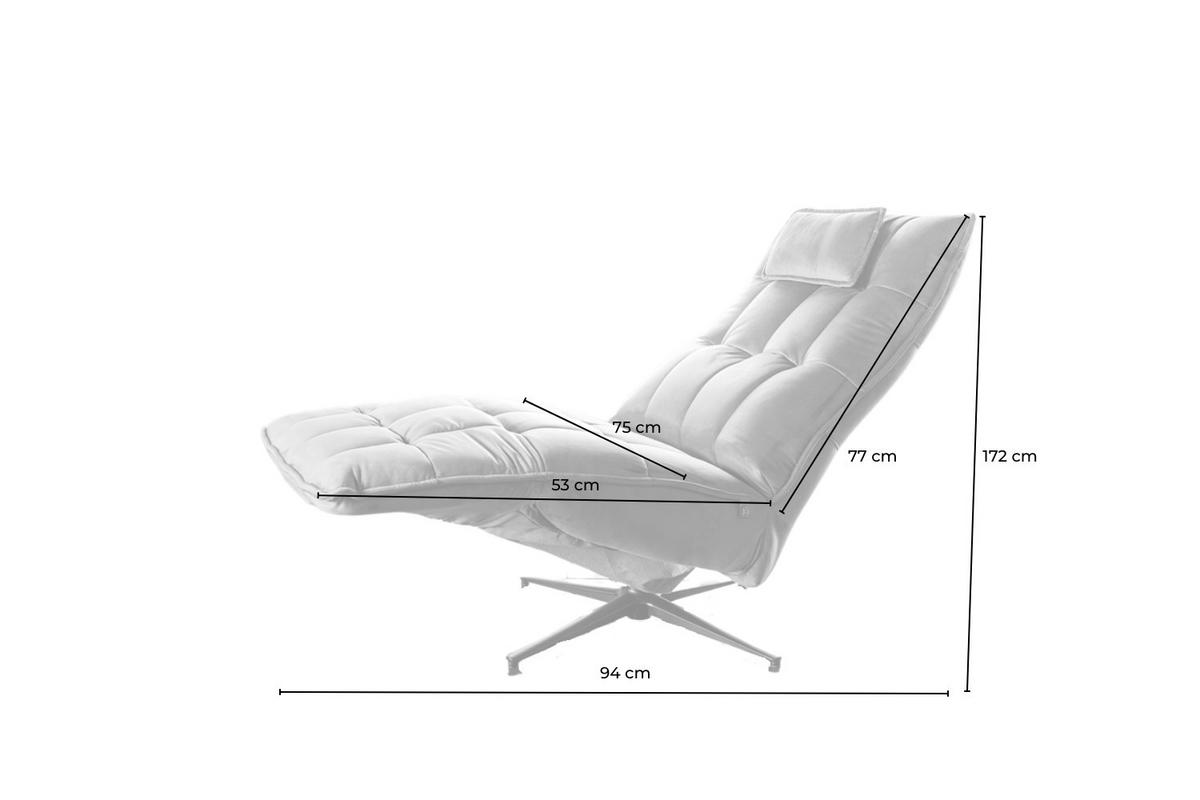 RELAXSESSEL MIKO Steingrau Velvet - Schwarz/Grau, Textil/Metall (75/115/94cm) - KAWOLA