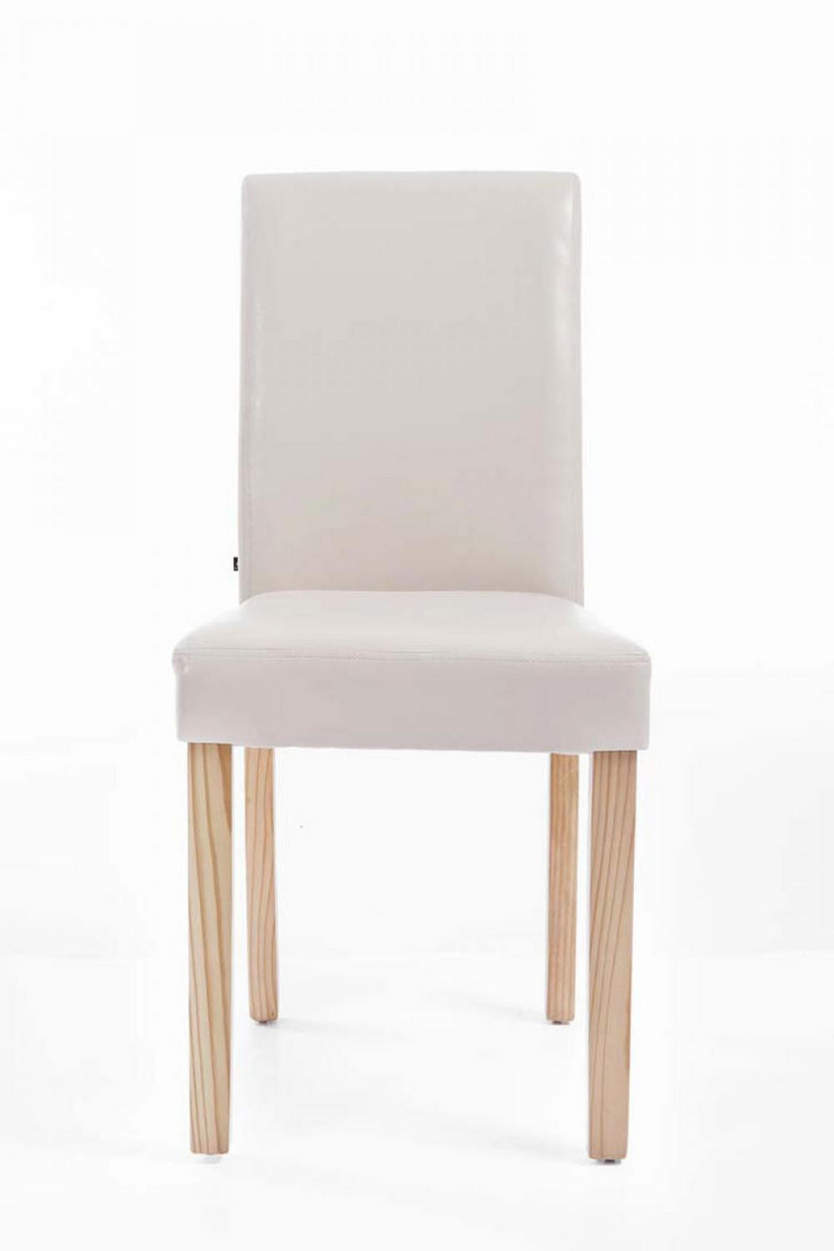 STUHL Lederlook creme - Eukalyptusholzfarben/Creme, Holz/Textil (41/91/47cm) - CLP