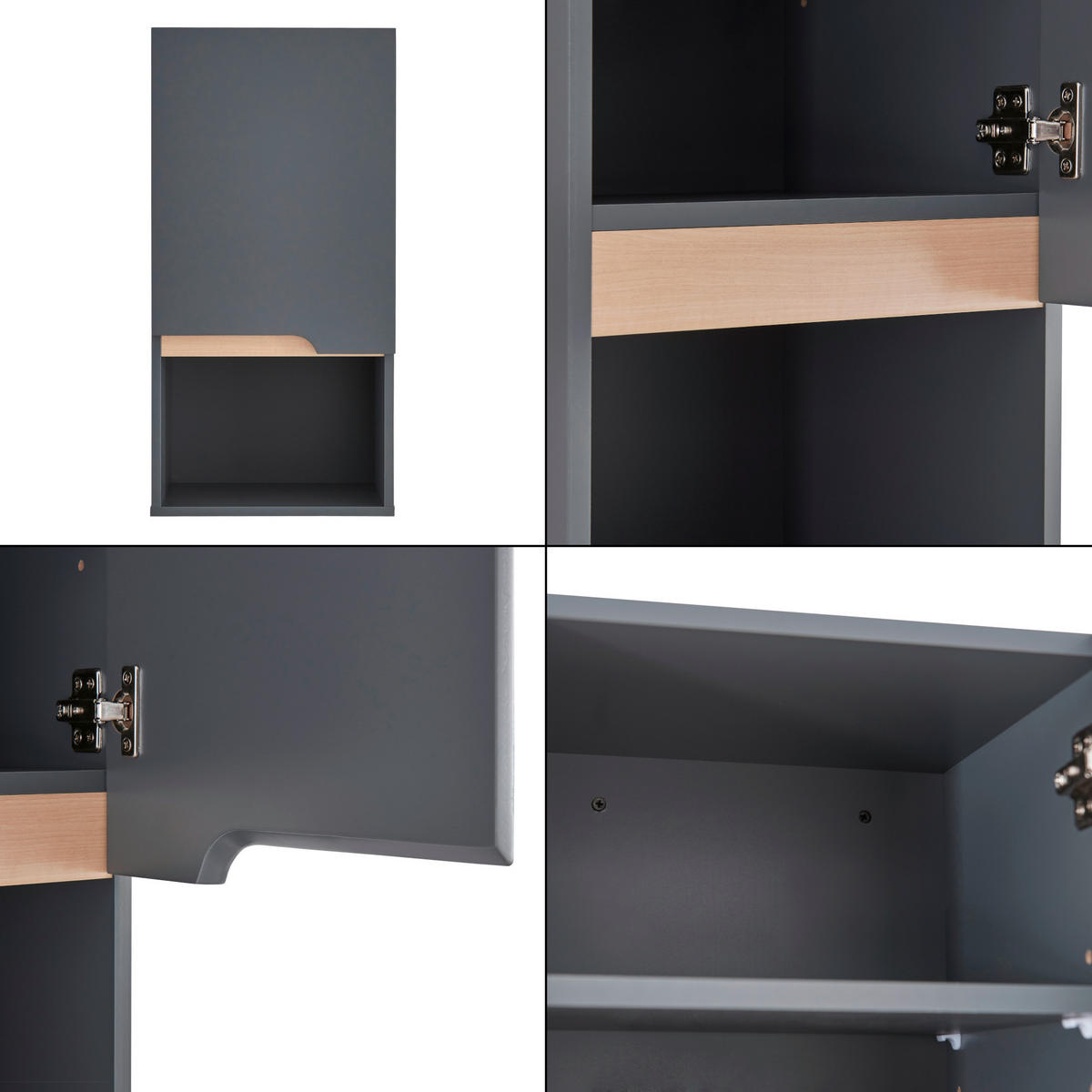 HÄNGESCHRANK Bergkamen - Grau, Holzwerkstoff (30/60/30cm) - [en.casa]