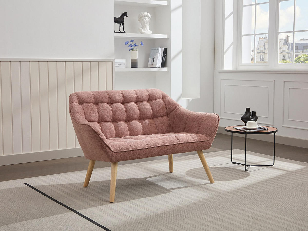 SOFA 2-Sitzer - melierter Stoff - Rosa - CASERTA - Pink, Textil (127/77/73cm) - Vente-Unique