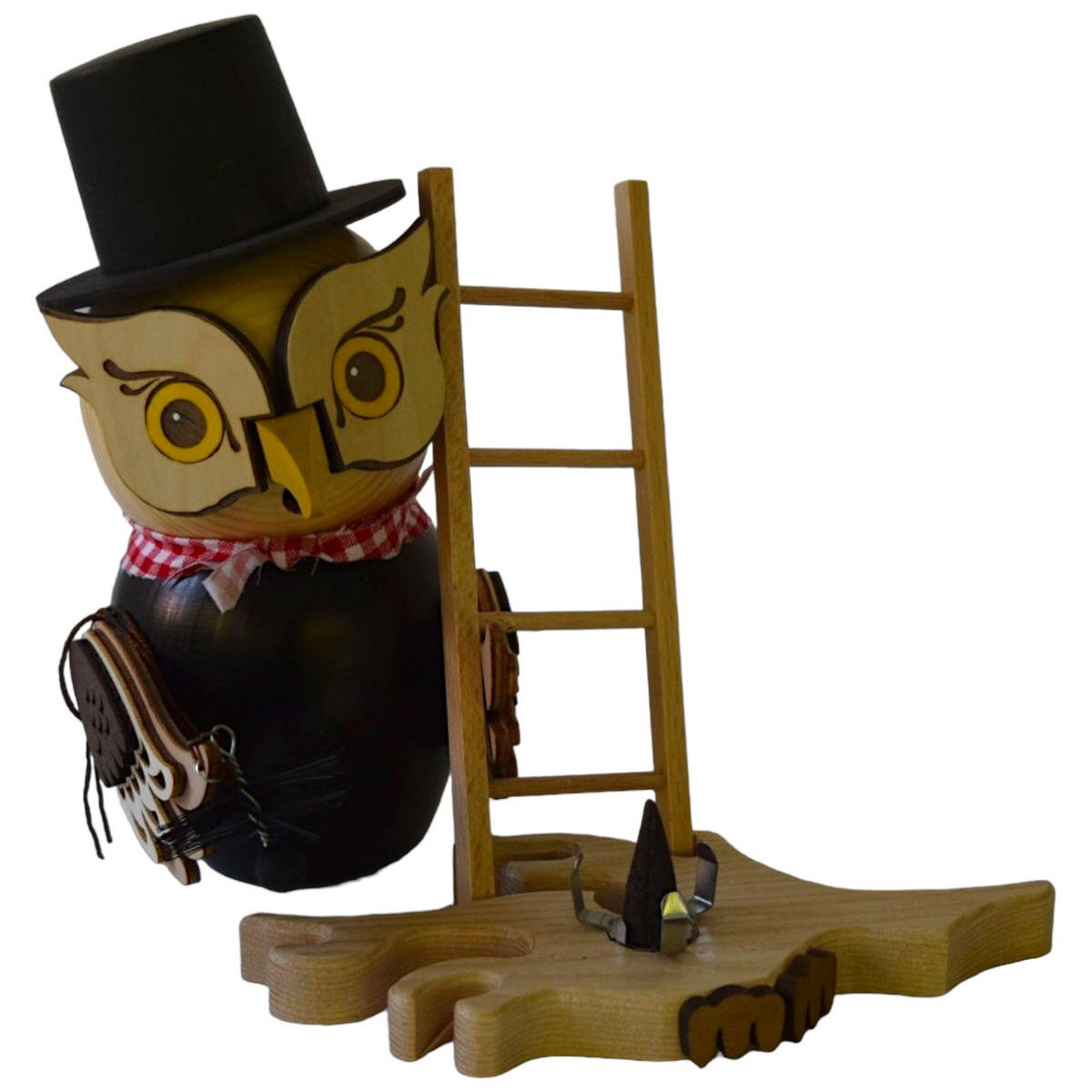 RAUCHFIGUR Eule Schornsteinfeger 15 cm - Multicolor, Holz (10/15/10cm)