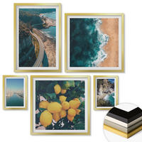 WANDBILDER 5er Set - 50x50 cm & 20x30 cm & 40x60 cm Goldrahmen - Straßen am Meer, ein Meer aus Zitronen - Goldfarben, Kunststoff (40/60cm) - ArtPrintCave