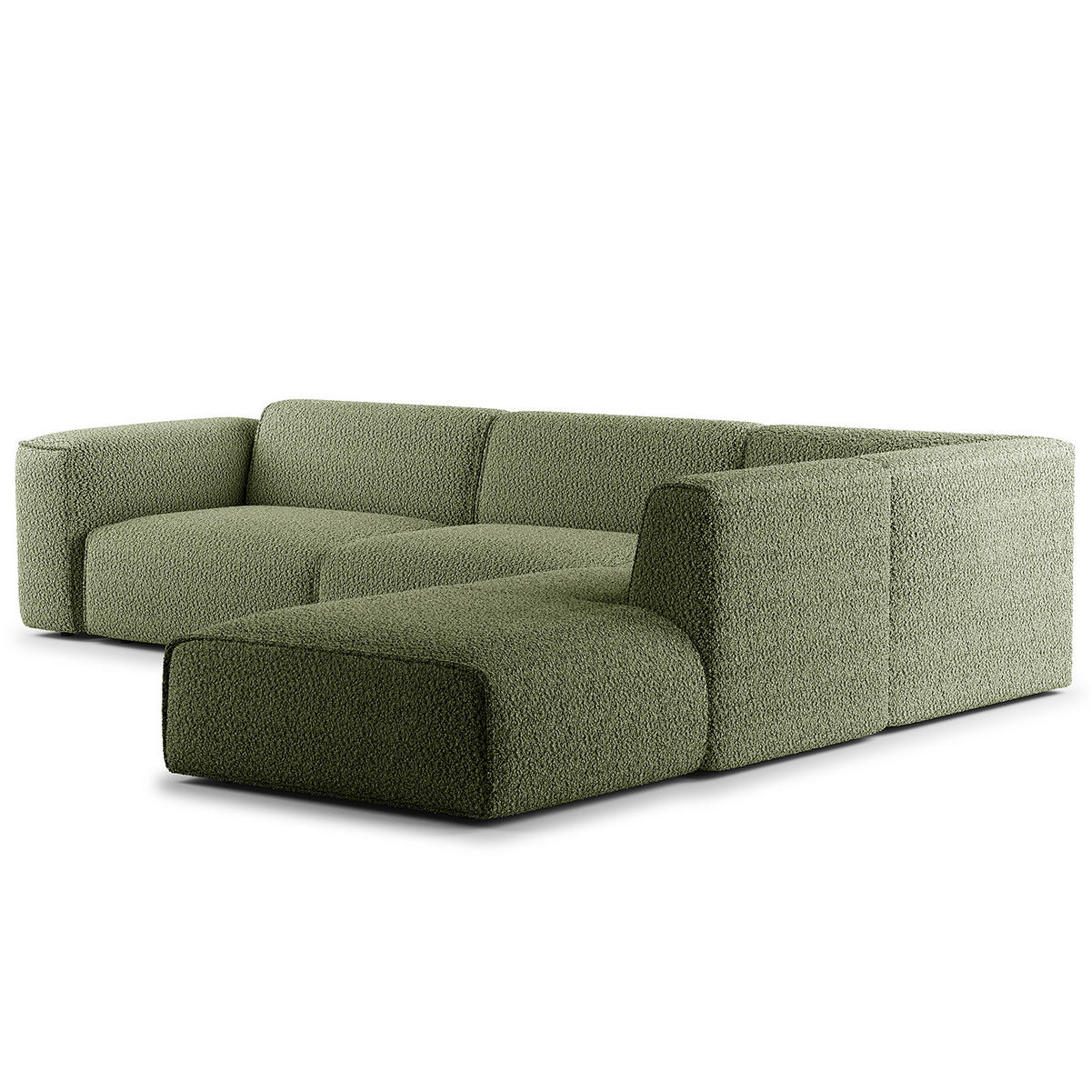 3-SITZER ECKSOFA mit Recamiere - Schwarz/Grün, Kunststoff/Textil (295/231cm) - home24