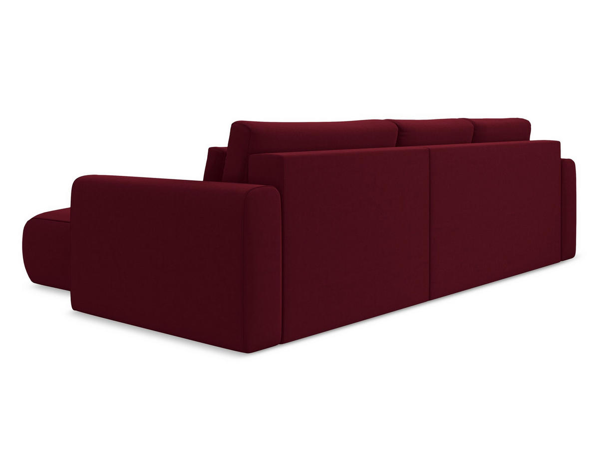 ECKSOFA mit Schlaffunktion Samt Stoff Rot - Bordeaux/Rot, Kunststoff/Textil (278/149cm) - Makamii