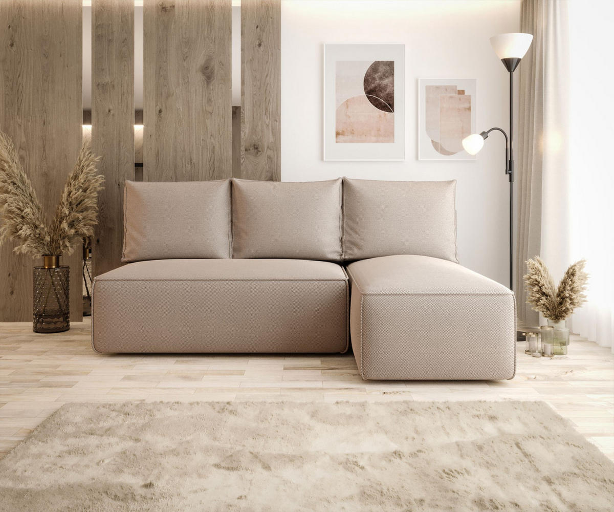 ECKSOFA mit Schlaffunktion SAVIO MINI Curio 15 Rechts - Beige, Textil (200/140cm) - Bedante