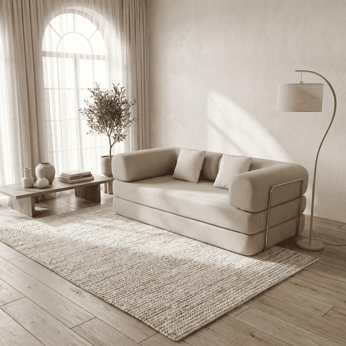 SCHLAFSOFA Kaia Sand Weiß - Sandfarben, Textil (180/70/100cm) - COCO Living