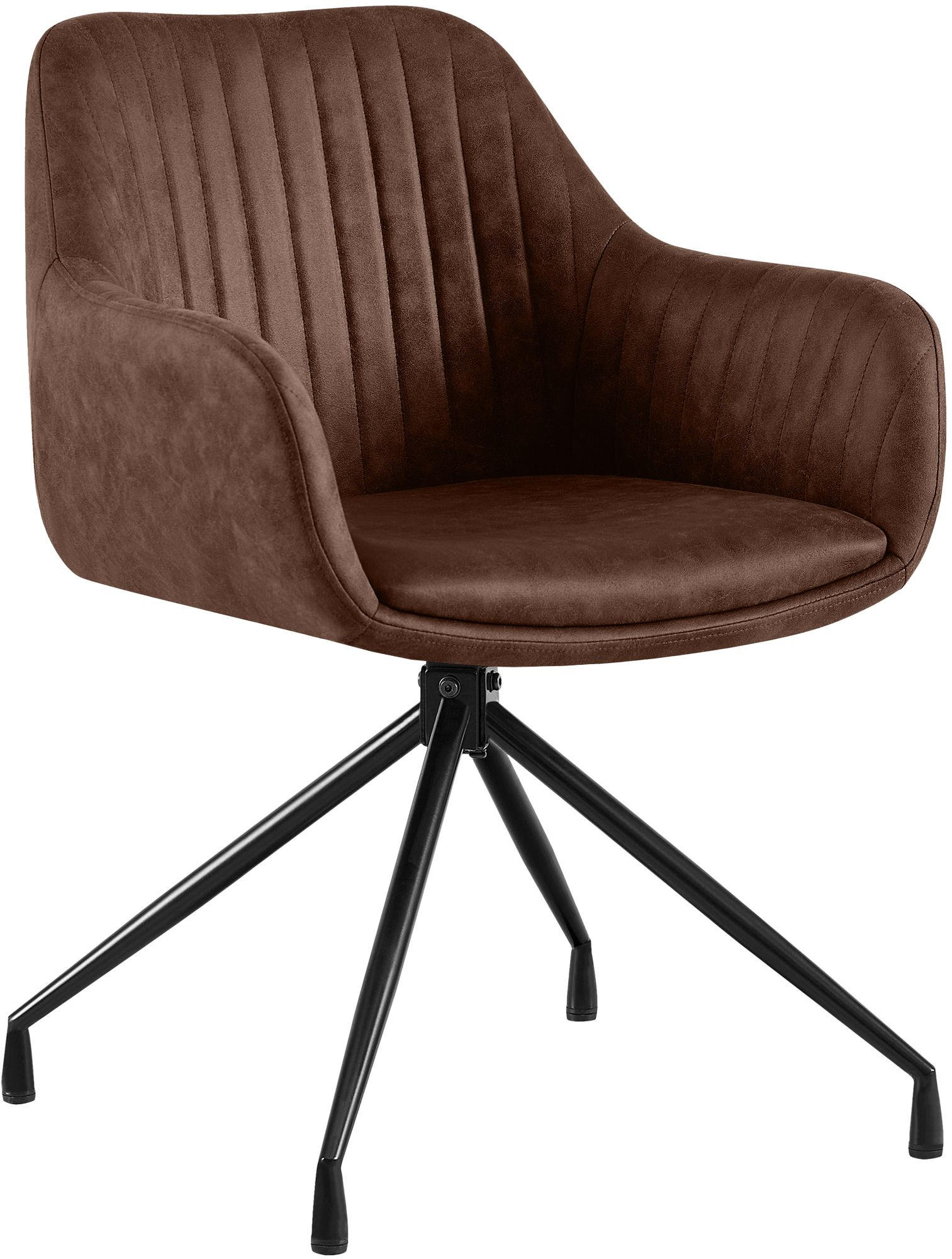 ESSZIMMERSTUHL Lederlook Dunkelbraun - Dunkelbraun/Schwarz, Textil/Metall (58/81/58cm) - CLP
