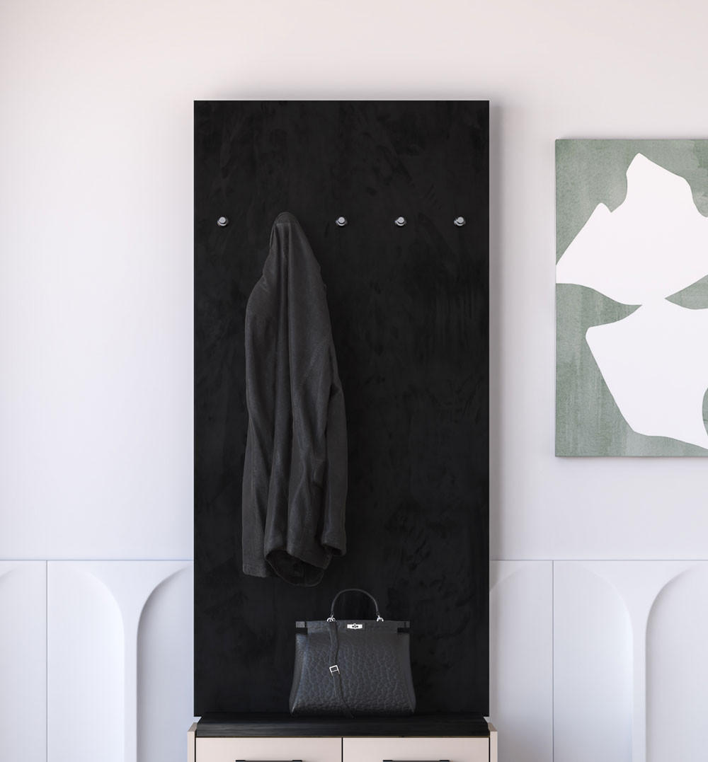 WANDPANEEL Oiven Schwarz 70 / 3 / 145cm - Schwarz, Holz/Holzwerkstoff (70/145/3cm) - Feldmann-Wohnen