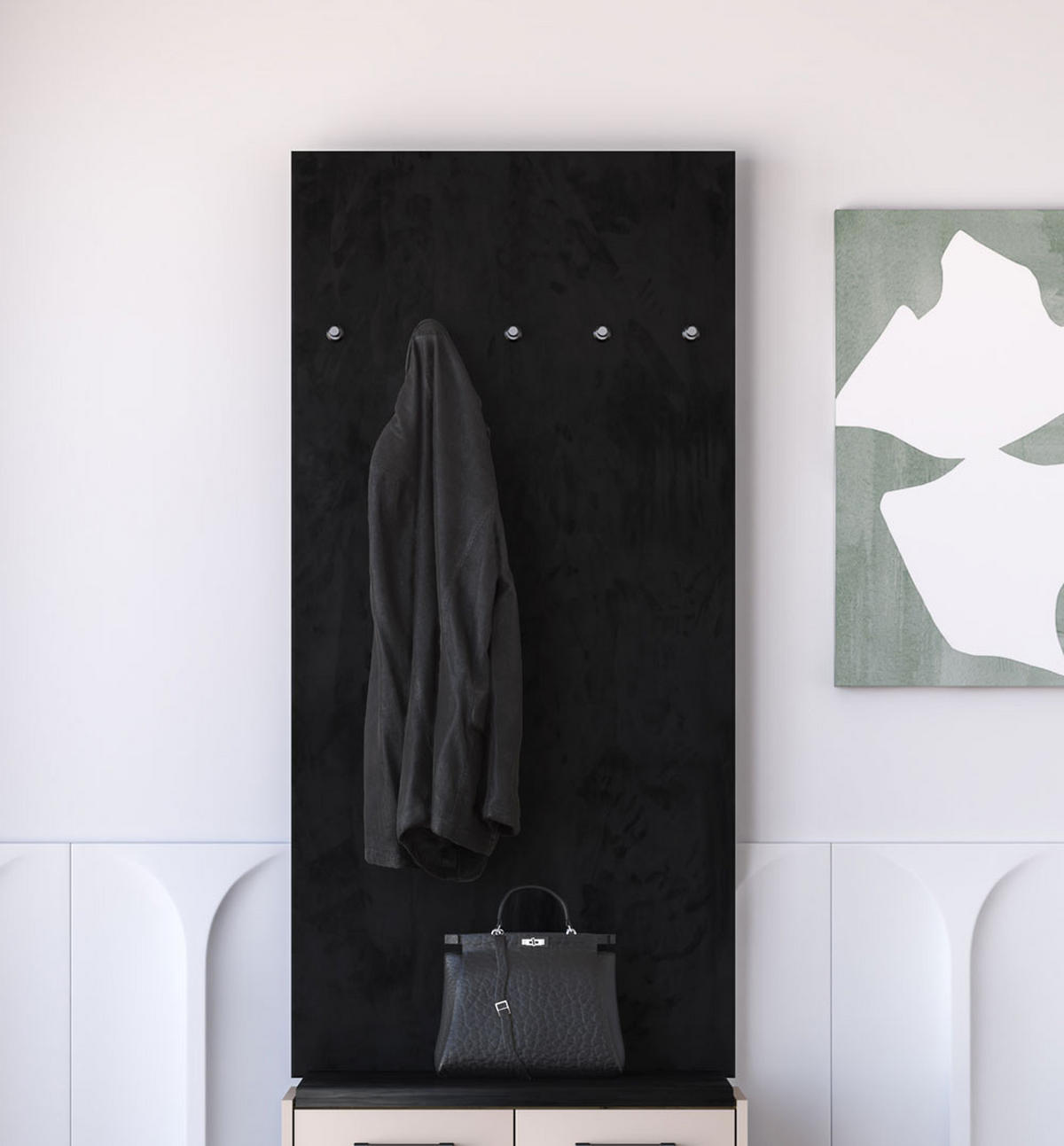 WANDPANEEL Oiven Schwarz 70 / 3 / 145cm - Schwarz, Holz/Holzwerkstoff (70/145/3cm) - Feldmann-Wohnen