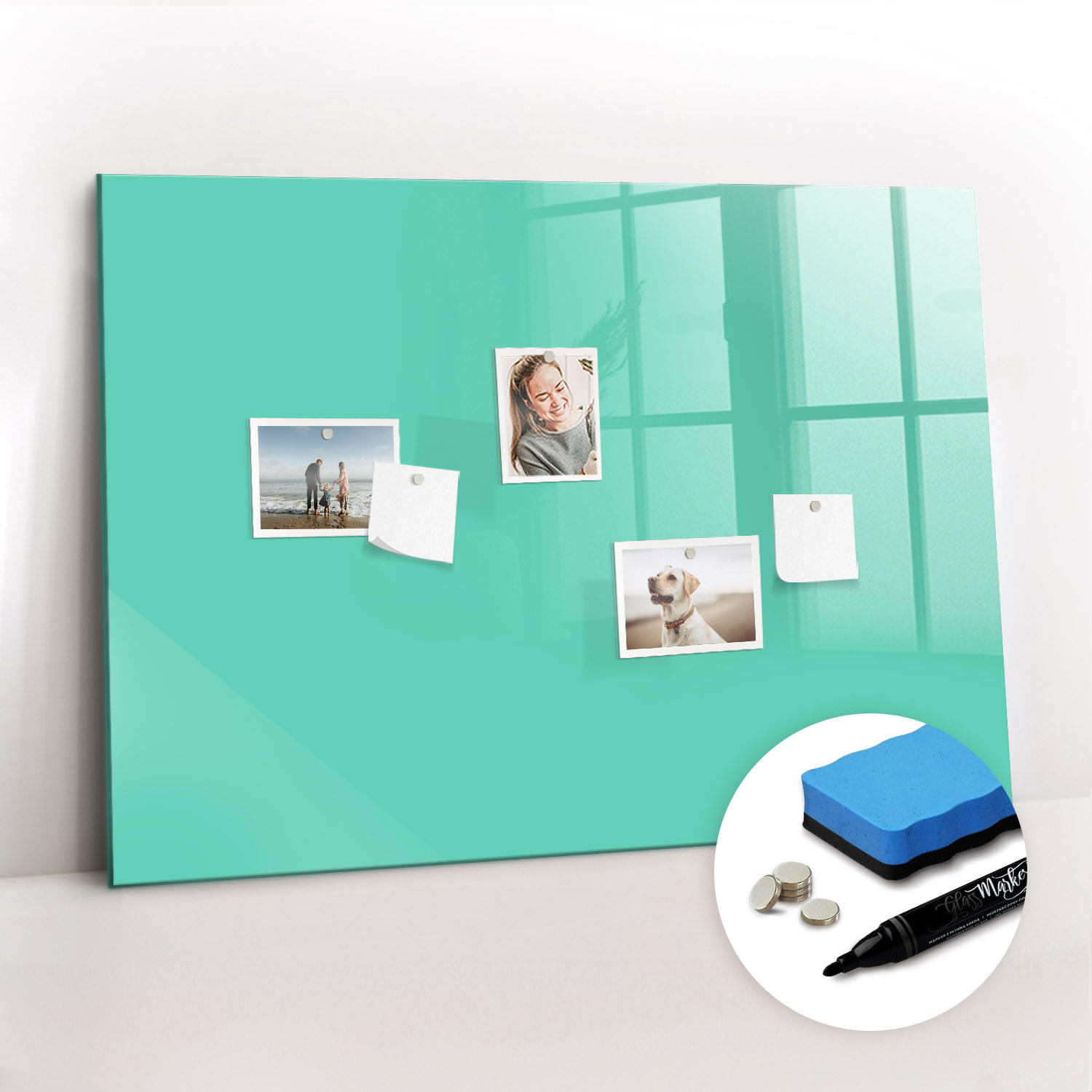 MAGNETTAFEL 100x70 Türkis schwarzer Marker - Türkis, Glas (100/0.4/70cm) - TULUP