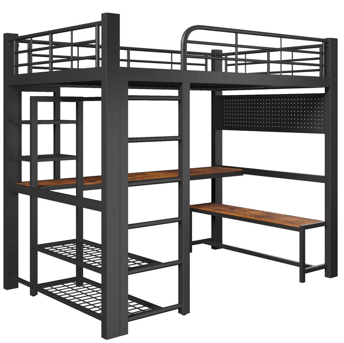 HOCHBETT 140/200 cm aus Metall mit LED-Lichtleiste, Schwarz - Schwarz, Metall (140/200cm) - OKMYHOME